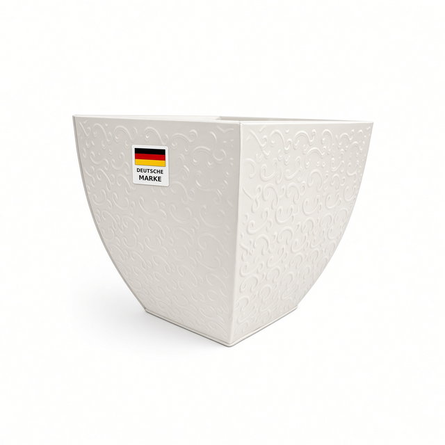 Pflanzkübel aus Metall mit Reliefstruktur 34,5x37x37 cm, konisch weiß